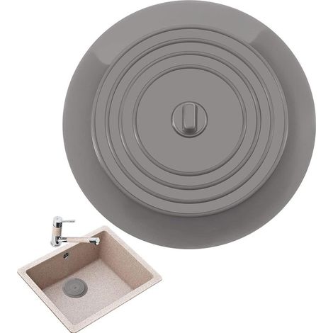6 Pouces Bouchon de Baignoire en Silicone Bouchon de Vidange pour la Cuisine, la Salle de Bain et Blanchisseries(Gris) (1/5)