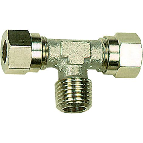 Riegler T-Einschraubverschraubung, R 1/2 a., Rohr-Außen-Ø 12 mm, MS vern. (1/3)