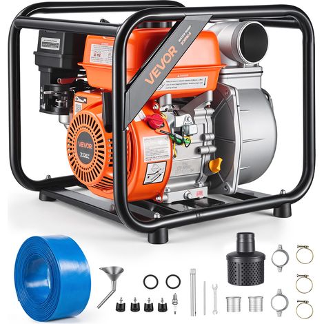 VEVOR Benzin Wasserpumpe 43 m Förderhöhe, Schmutzwasserpumpe 7 PS, Tragbare Motorpumpe, Benzinmotor mit 762 cm Auslassschlauch, Gusseisenlaufrad, Gartenpumpe für Bewässerung, Teiche & Pools (1/5)