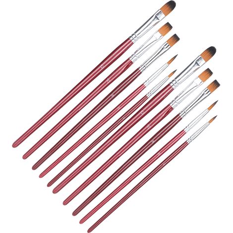Ensemble de pinceaux en nylon (2 ou 10 pinceaux multi-têtes), pinceaux pour aquarelle et acrylique, fournitures d'artiste TYPE318 bordeaux (1/5)