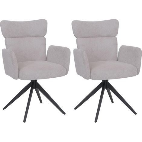 Lot de 2 chaises de salle à manger HWC-N11, chaise pivotante à retour automatique, tissu bouclé 350 g/m2 Öko-Tex- gris c (1/2)