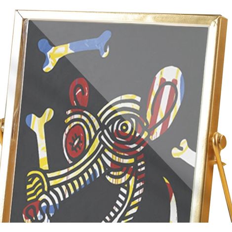 Cadre photo acrylique décoratif 14,5x19,5 cm, motif cartoon, imperméable, transparence élevée, ornement en plexiglas CBS990J, bordure métallique dorée (1/4)