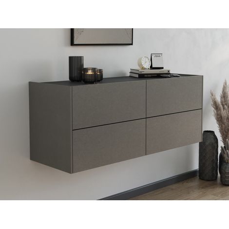 Hängekonsole Sideboard Urban Slimline 4 Push-to-open Einzüge Asche