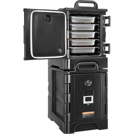 Vevor – Conteneur isotherme 75 L pour bac gastronorme – Isolation efficace 4-6h chaud / 3-5h frais – Transport empilable avec poignées – Noir