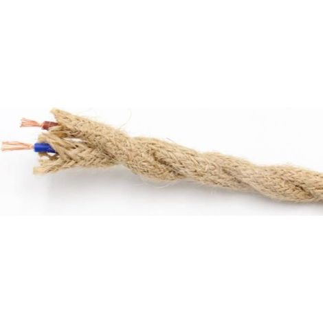 10 m Câble électrique chanvre vintage, torsadé souple 2×0,75 mm², cordon lumière rétro pour suspension DIY