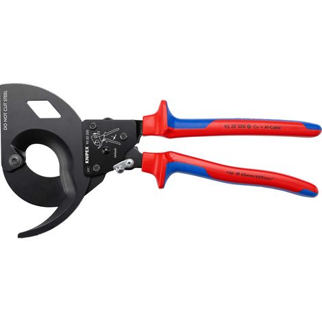 KNIPEX 95 32 320 Cesoia a cremagliera (sistema a cricchetto, 3 fasi) con manici multicomponente atramentata nera 320 mm (1/3)
