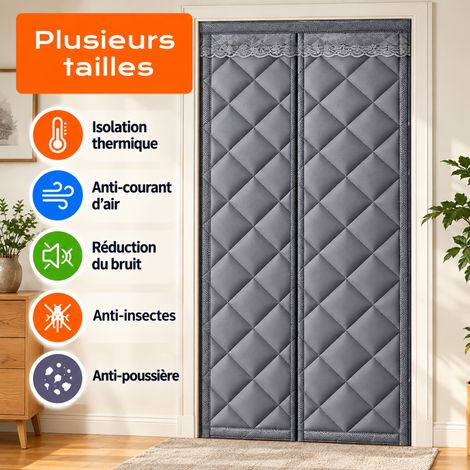 Rideau Thermique de Porte Magnétique 80200cm cm Argenté, Isolant Anti-Froid et Anti-Courant d’Air, Tissu Oxford (1/5)