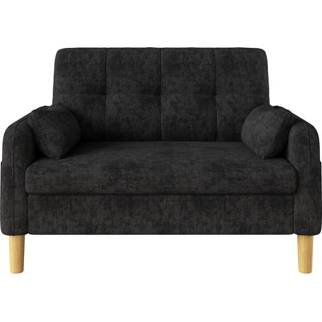 2-Sitzer-Sofa aus grauem Chenille mit 2 Kissen und hoher Rückenlehne MODENUIT (1/5)