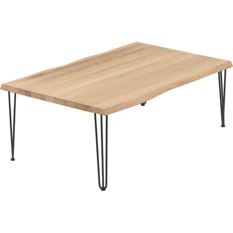 LAMO Manufaktur Esstisch Küchentisch, mit Baumkante 120x80x47cm (AxBxH), Creative, Natur / Schwarz, LWB-01-A-002-9005Cr
