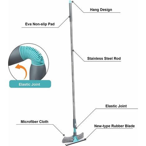 Raclette à Vitre Professionnelle, Kit Nettoyage Vitre avec 2 Chiffons Microfibres et Joint Pliable, Raclette Vitre avec Manche Amovible en Acier Inoxydable Longueur jusqu'à 196cm pour Vitre Fenêtre NP (1/5)