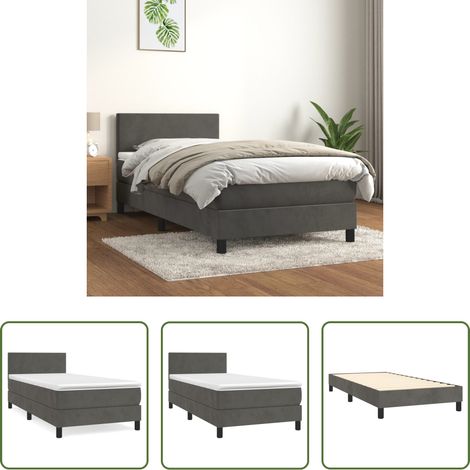 Samtbett - Boxspringbett mit Matratze Dunkelgrau 100x200 cm Samt (1/5)
