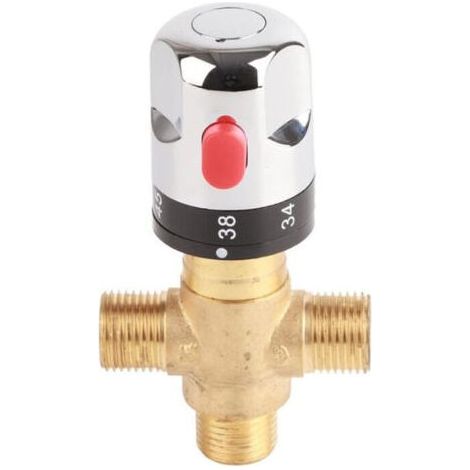 Mitigeur thermostatique de salle de bains réglable en laiton avec vanne de contrôle de température pour mélange d'eau chaude et froide - (1/4)