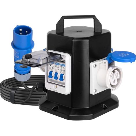 Coffret Électrique de Chantier avec Disjoncteur,Distributeur D'alimentation Portable avec Schuko Socket 250V/16A/3 Pôles,Distributeur IP45 Étanche - idéal pour la Construction et L'extérieur (1/5)