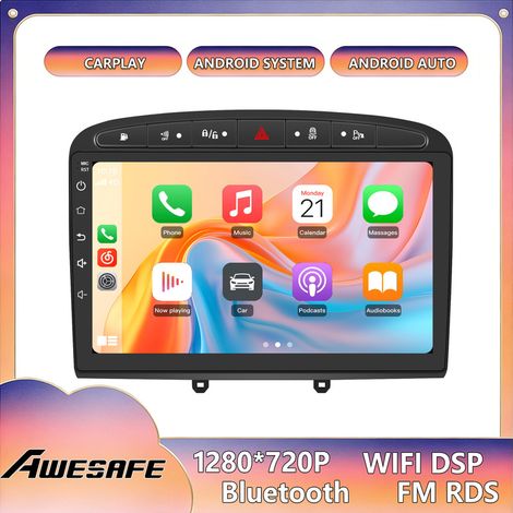 AWESAFE Autoradio Android 13 für Peugeot 308/408 (2007–2013) 2GB+64GB 9'' Touchscreen GPS Android Auto WiFi Schwarz (1/5)