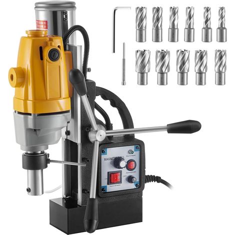 MD40 40mm perceuse magnétique 1100W Vitesse Continue Banc de Forage électrique Machine for la Structure en Acier d'ingénierie (Color : with 11PCS HSS, Size : 1 UK) (1/5)