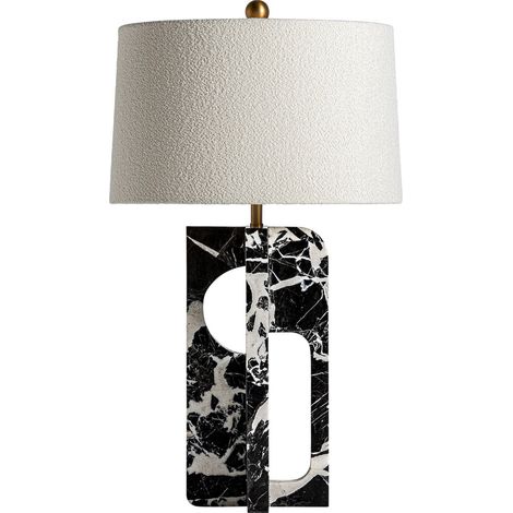 Lampe de salon art déco en marbre noir finition artisanale - Marbre noir et blanc naturel (1/4)