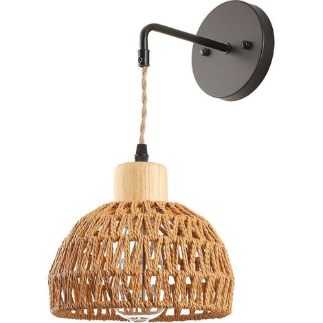 Lampe Murale en Rotin Style Bohème – Applique Décorative Esprit Ferme Moderne pour Chambre, Salon, Bureau et Entrée (1/5)