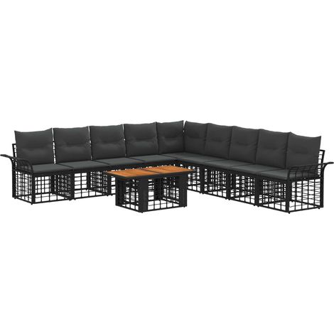 Set Divano da Giardino 10 pz Nero e Grigio scuro polyrattan vidaXL (1/5)