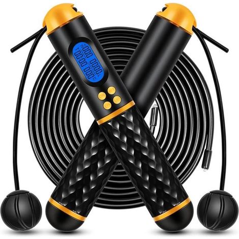 Corde à Sauter Sport - CHANGM - Jump Rope 3M Réglable - Compteur - Noir (1/4)