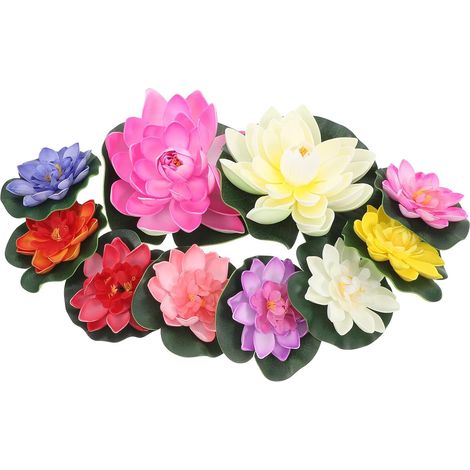 Lot de 10 Fleurs de Lotus Artificielles en Eva Légères et Flottantes pour Décoration de Piscine et Maison Design Réaliste et Couleurs Variées (1/5)