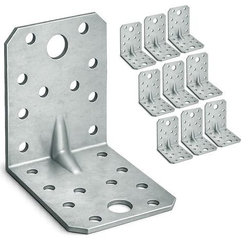 10 x Equerre d'assemblage renforcée (70 x 70 x 55 x 1.5) Equerre de Fixation Angle Droit Support en forme de L, Équerre Angle 90 Degrés en Acier, Équerre de Coin (1/4)