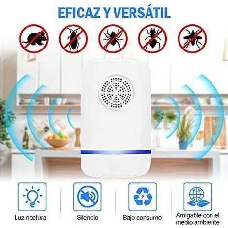 Lot de 2 répulsifs à ultrasons anti nuisible pour lutter contre les moustiques, fourmis, cafards, mouches, araignées, punaises lit, répulsif rats et souris - (1/5)