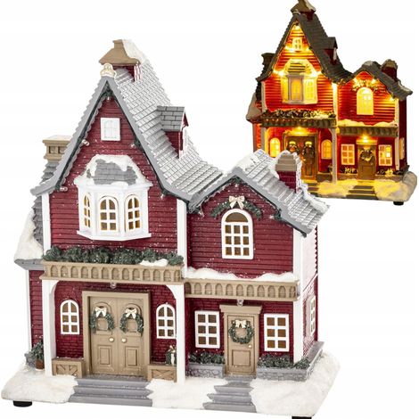 Décoration de maison de Noël à LED, figurine de village de maisons de ville de Noël (1/5)