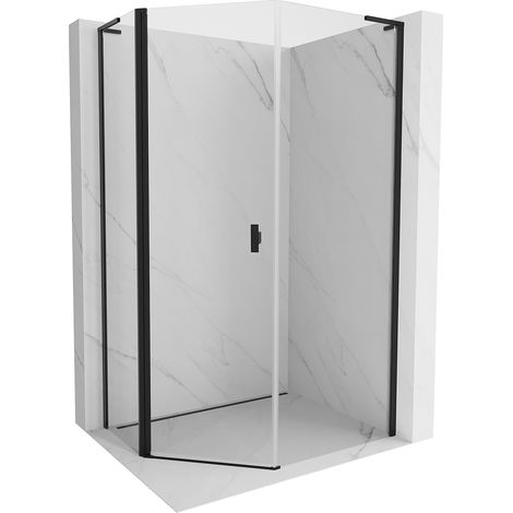 Mexen Mist L asymmetrische fünfeckige Duschkabine mit Schwingtür 90 x 100 cm, transparent, schwarz - 8A8L-090-100-70-00 (1/5)