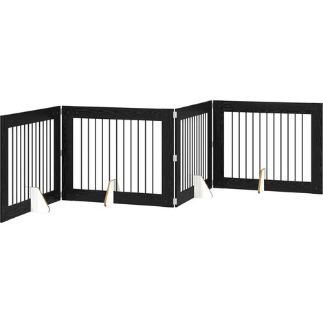 vidaXL Cancello per cani pieghevole con supporti 4 pz Rovere Nero
