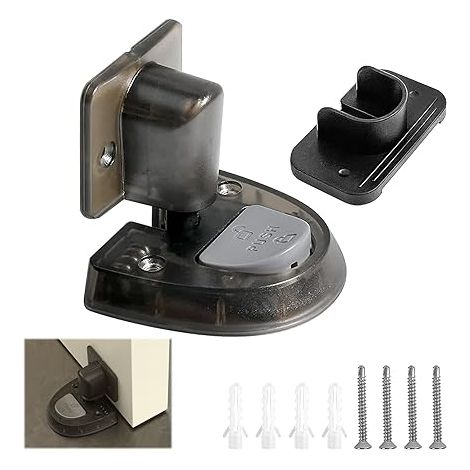Butée de Porte Mécanique, Arret de Porte Sol Auto-adhésif, Adhésif 3M Stop Porte, Bloque Porte sans Perçage, Butoir de Porte Sol avec 4 Vis, Door Stopper pour Bureau, Maison (1/5)