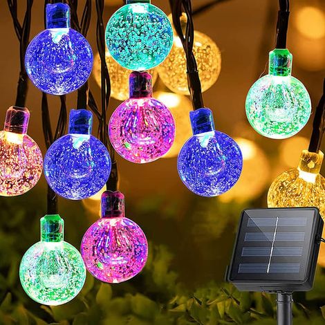 Guirlande lumineuse solaire féérique multicolore à 200 LED, idéale pour décorer un jardin ou une fête en extérieur. (1/3)