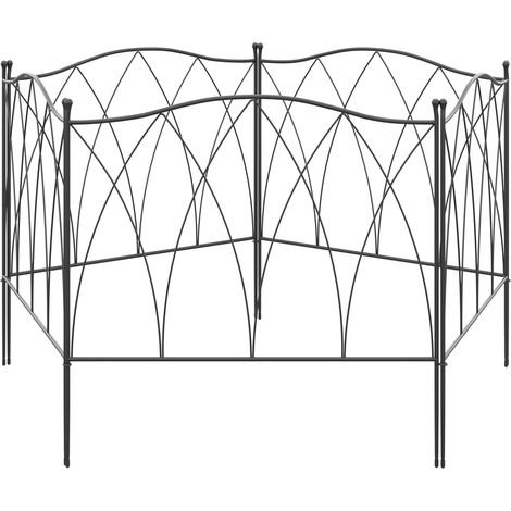 Set mit 5 dekorativen, schwarzen Metall-Gartenbarrieren – 305 x 62 cm