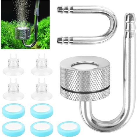 Diffuseur CO2 Aquarium, CO2 Diffuseur Gazon Aquarium, Diffuseur de Dioxyde de Carbone avec Ventouse et Tube en U pour Aquarium Planté Fish Tank Accessoires (1/5)