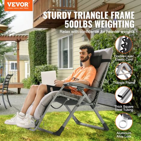 Fauteuil Inclinable Zéro Gravité, 825 mm, Transat Relax Jardin pour Intérieur Extérieur, Chaise Longue Anti-gravité Réglable avec C… (1/5)