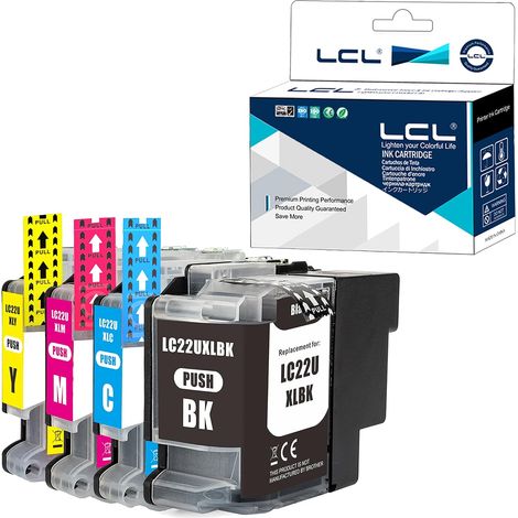 Cartouches d'encre Compatible LC22U LC22UBK LC22UC LC22UM LC22UY XL High Yield (4-Pack K C M Y) Remplacement pour Brother DCP-J785DW MFC-J985DW (1/5)