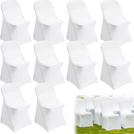 Lot de 10 Housses de Chaise en Élasthanne Extensible, Blanc,Housse de Chaise Extensible, Lavables et Universelles, Housses de Protection Universelle pour Mariage, Vacances, Banquet, fête, célébration (1/5)
