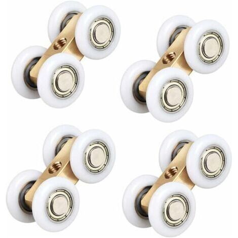 Tout le cuivre salle de bains suspendue poulie salle de bains verre porte coulissante étanche roulement suspendu roue salle de bains porte coulissante petite cuivre quatre roues,（4pcs）