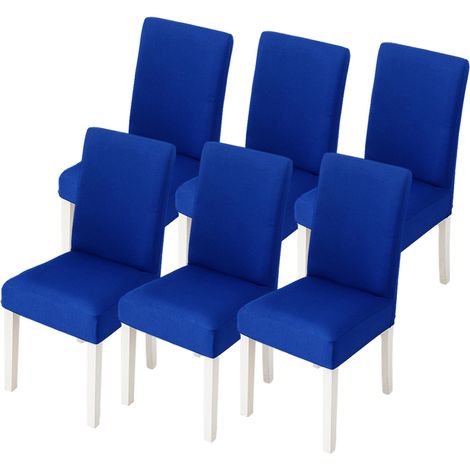 Lot de 6 housses extensibles pour chaises de salle à manger, amovibles et lavables en spandex doux, pour cuisine, hôtel, banquet, bleu trésor (1/5)