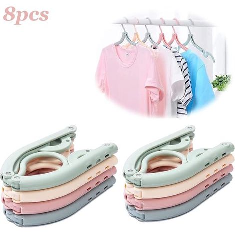Cintre portable pour la maison et en déplacement - Disponible en 4 couleurs. - Convient pour l'hôtel - Gain de place - Cintres pliants 8 pièces (1/5)