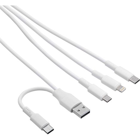 Câble USB A + USB type C / USB type C + USB Micro B + Lightning 1,2 m AK-USB-52