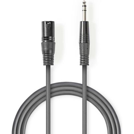 Cable de audio balanceado xlr macho de 3 pines macho de 635 mm niquelado 300 metros redondo pvc gris oscuro funda de carton
