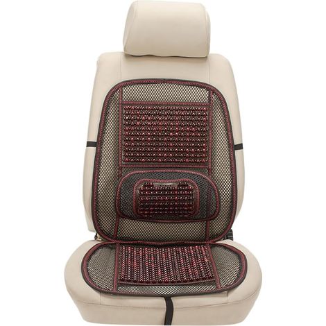 Housse de siège de voiture en perles de bois, coussin de siège conducteur de voiture massant naturel rend la conduite plus supportable (avec dossier) (1/5)