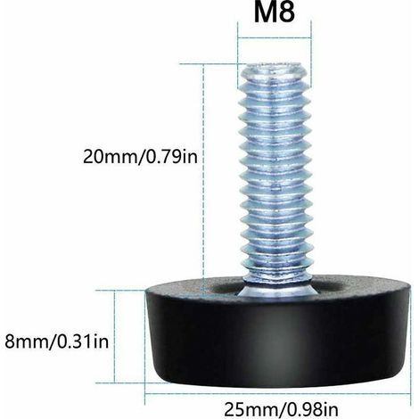 Pieds de Meubles Réglables M8 Noir 32 Pièces pour Table et Chaise Nivellement Filetés (1/3)