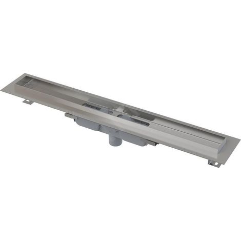 Alcadrain Douchegoten - Bac à douche Professional Low 300 mm, avec rebord pour grille complète, écoulement vertical, acier