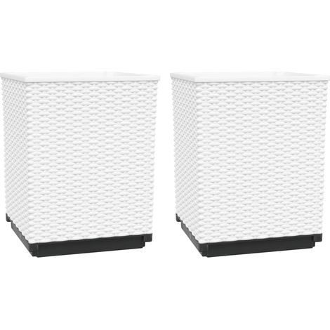 Vaso per fioriera aiuola rialzata piante fiori giardino terrazze set da 2 30 x 30 x 37 cm polipropilene bianco 020038923