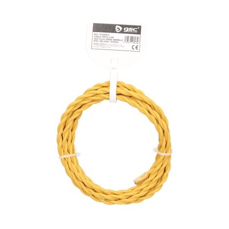 Cable textil 2,5M (2x0.75mm) trenzado Amarillo