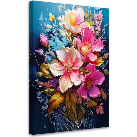Wandbild Blumen Strauß Bunt 60x90 cm