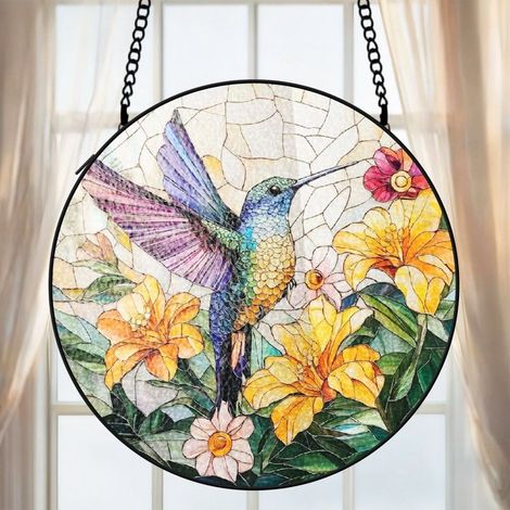 Attrape-soleil colibri vitrail 15 cm décoration fenêtre suspendue oiseau cadeau anniversaire (1/5)