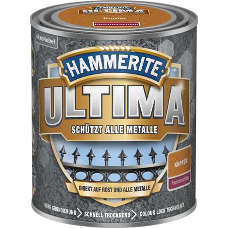 Hammerite Ultima Hammerschlag, Metallschutzlack, Hochwertiger Schutzlack für alle Metalle im Außenbereich, Kupfer, 750 ml