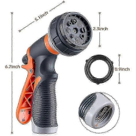 Garden Hose Nozzle, Heavy Duty Hose Nozzle with 8 Adjustable Watering Patterns 2025 (1/3)